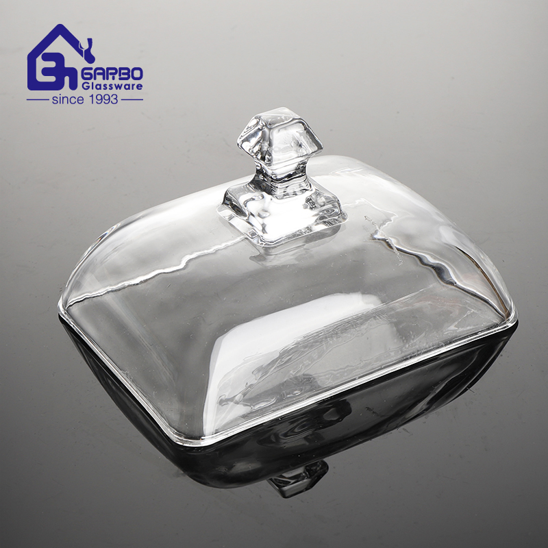 New Own Mould Butter Dish with Lid Small Diamond Pattern Glass Candy Jar