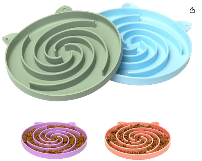 Maze Dog&amp;Cat Bowl Slow Feeder - Cute Silicone Puzzle Pet Feeder , Interactive Treat Dispenser, Non-Slip Easy to Clean Supplies