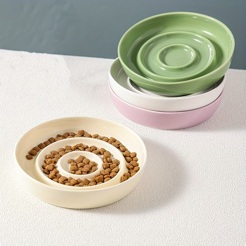 Ceramic Slow Feeder Bowl Basic Bowls for Healthy Eating Protects Cervical Spine Non-Tip Design for Kittens for Small Dog Breeds