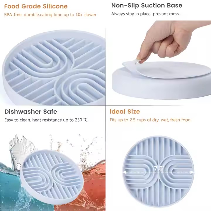 RTS Portable Pets Bowl Feeder With Suction Puzzle Bowl Bpa Free Silicone Pet Mat Slow Feeder Slow Feeding Dog Bowls