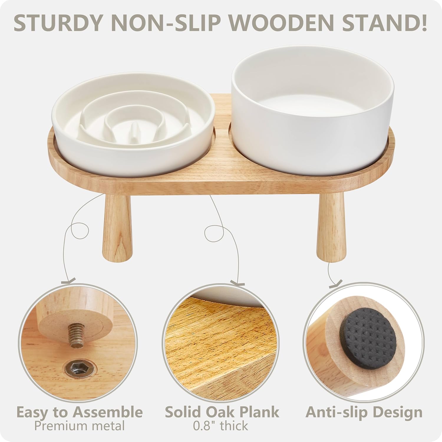 Ceramic slow feeder dog bowl with stand