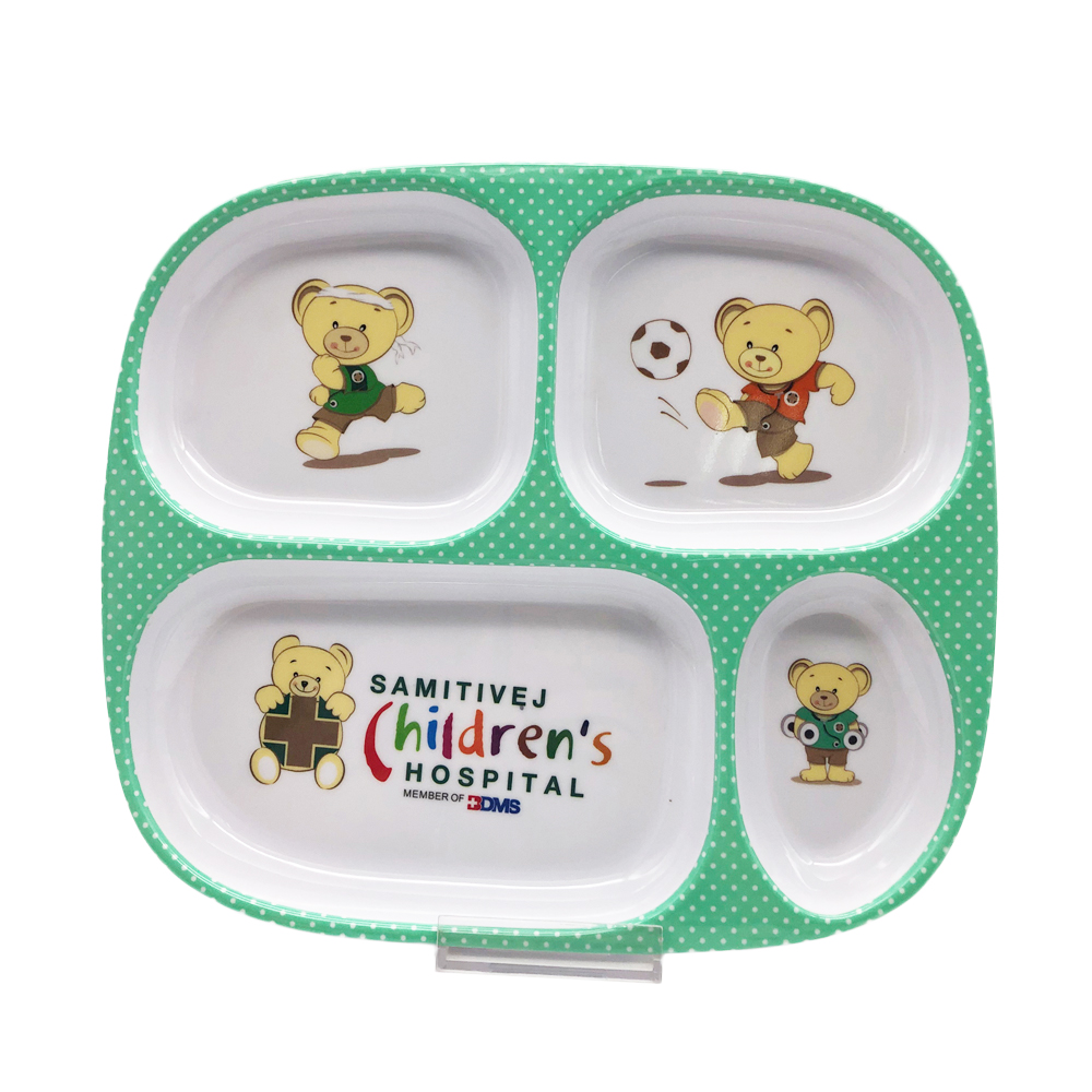 OEY Compartments Divided Rectangle Plates Dish Customized Logo Polished Modern Plastic Melamine Tray Eco-Friendly BPA Free Food