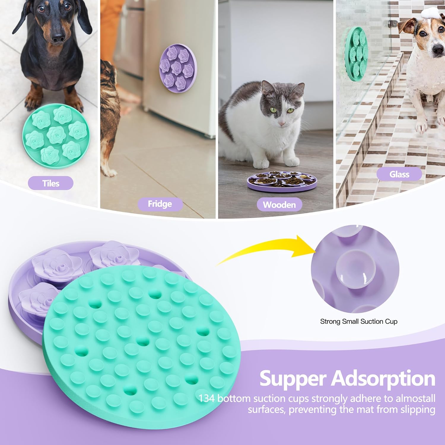 Make Mealtime Fun and Healthy Slow Feeder Dog Bowl - Reduce Overeating and Aid Digestion Cat Lick Mat Rose