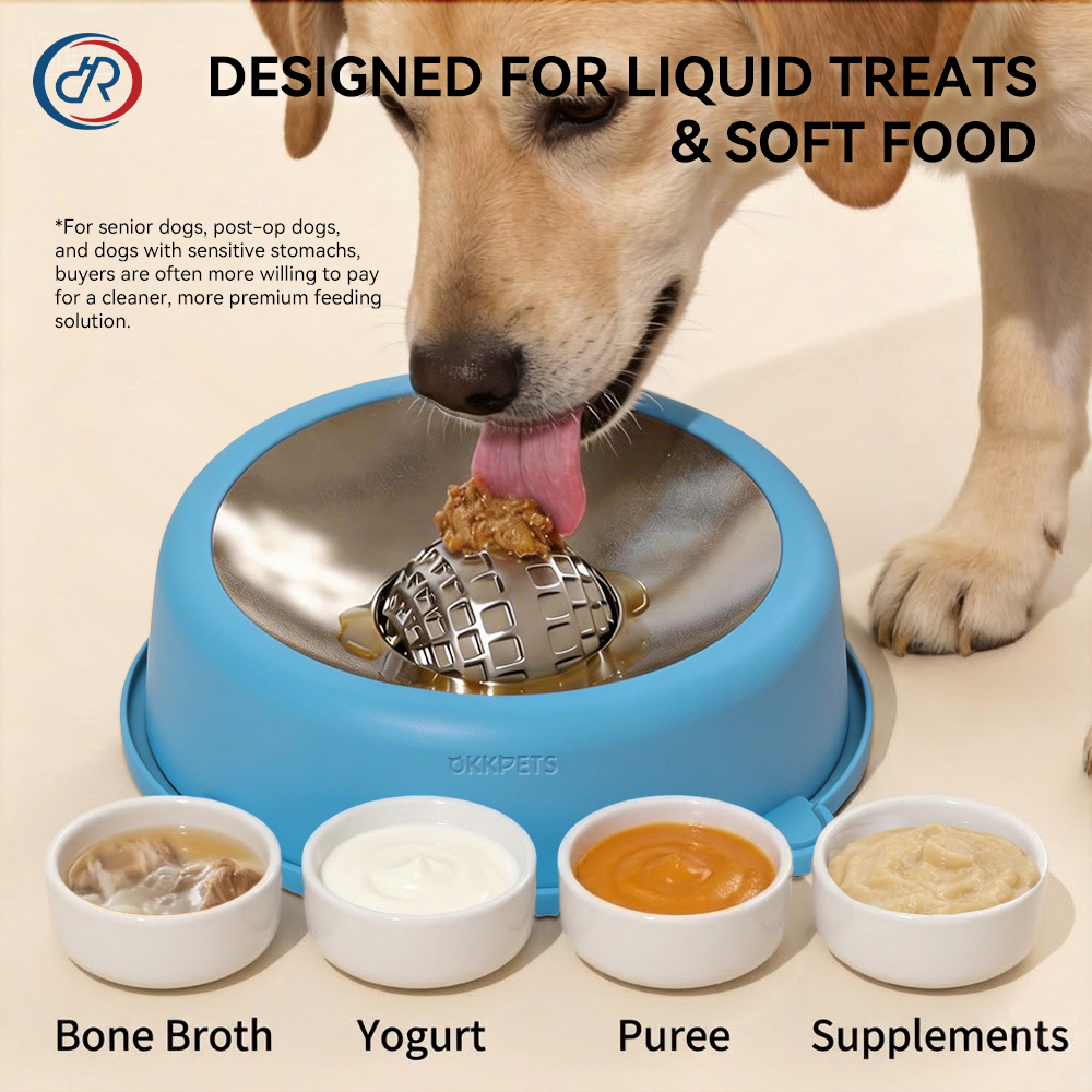 SIMITIPET Custom Logo Stainless Steel Slow Feeder Dog Bowl for Liquid Treats Pup Lick Toy Durable Hygienic Pet Licking Bowl