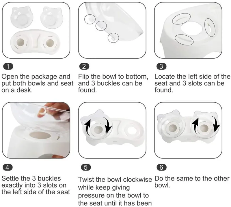 15° Tilted Cat Food Water Bowls with Raised Stand for Neck Protection
