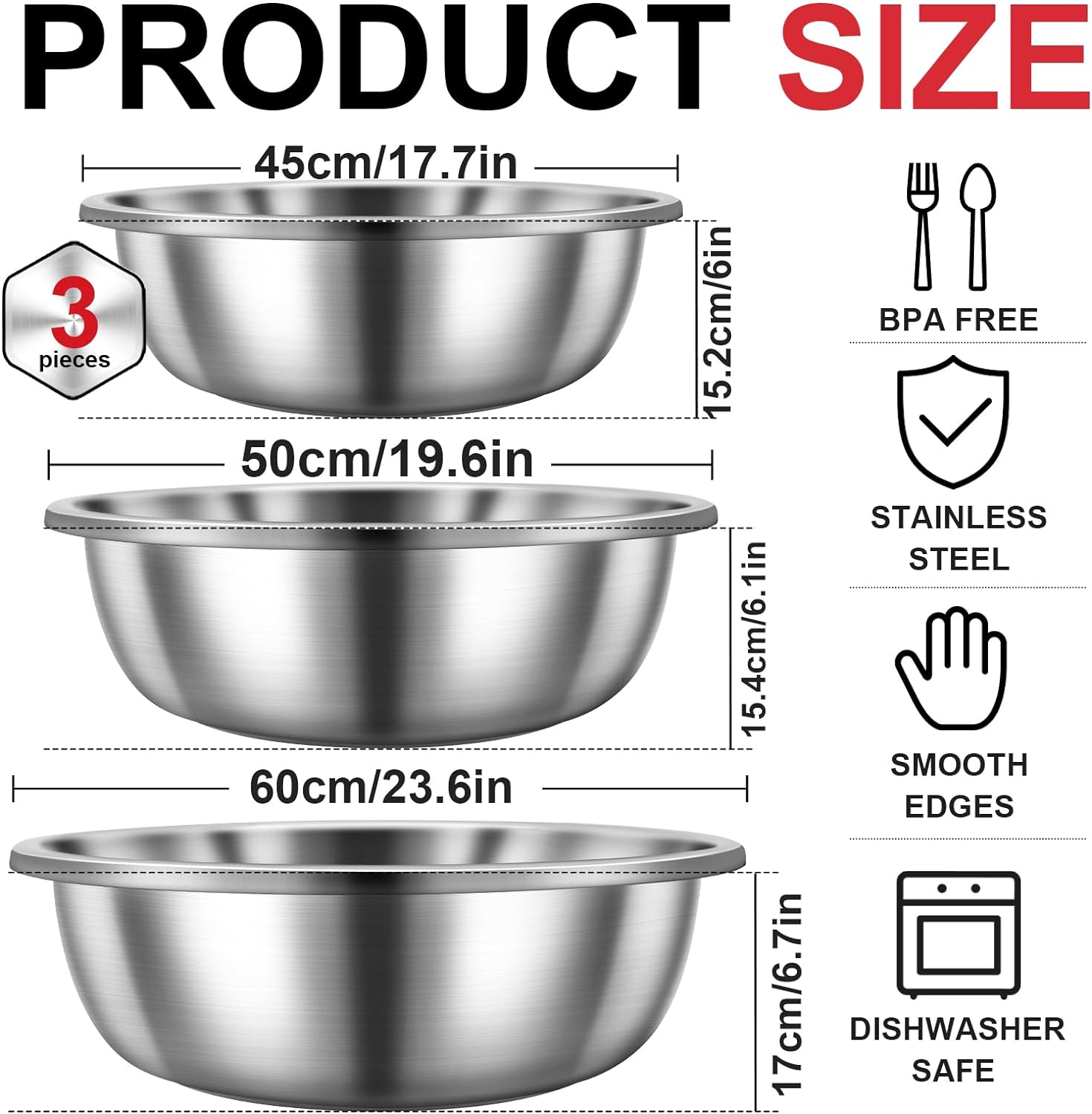 Stainless Steel Large Mixing Bowl Detail 2