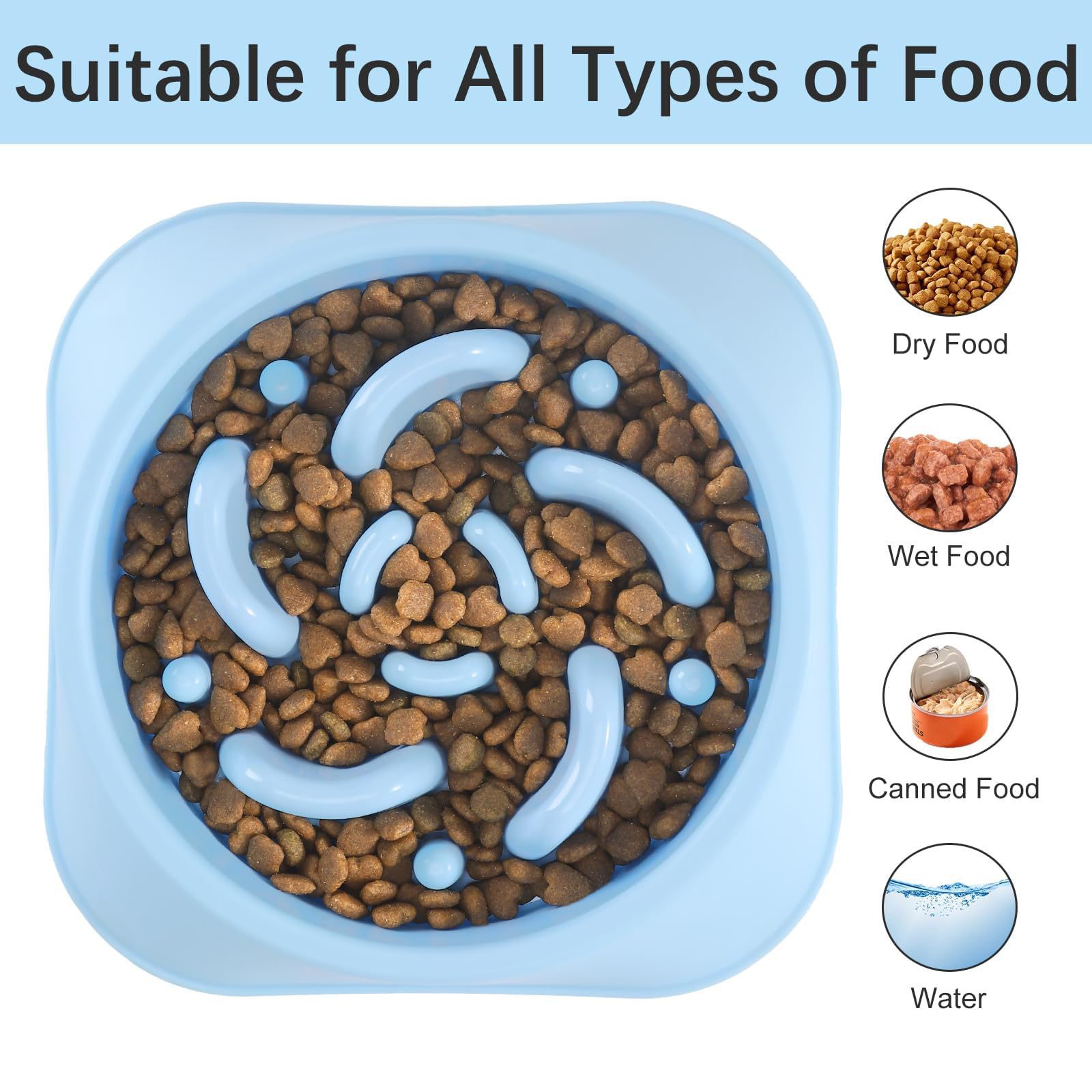 Automatic 2 in 1 PP Slow Feeder Bowls Anti-choking Anti-vomiting with Anti-Slip Base for Dogs and Cats