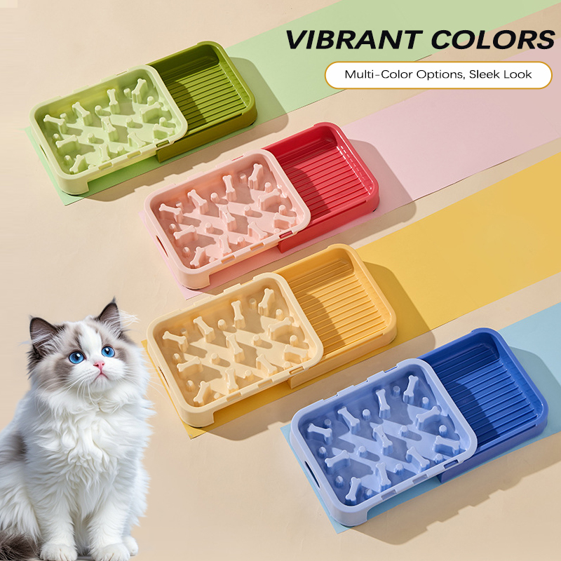 2-in-1 Interactive Slow Feeder Eco-Friendly Durable Plastic Modern Pet Bowls Anti-Choking Dog Cat Food Water Feeding Indoor