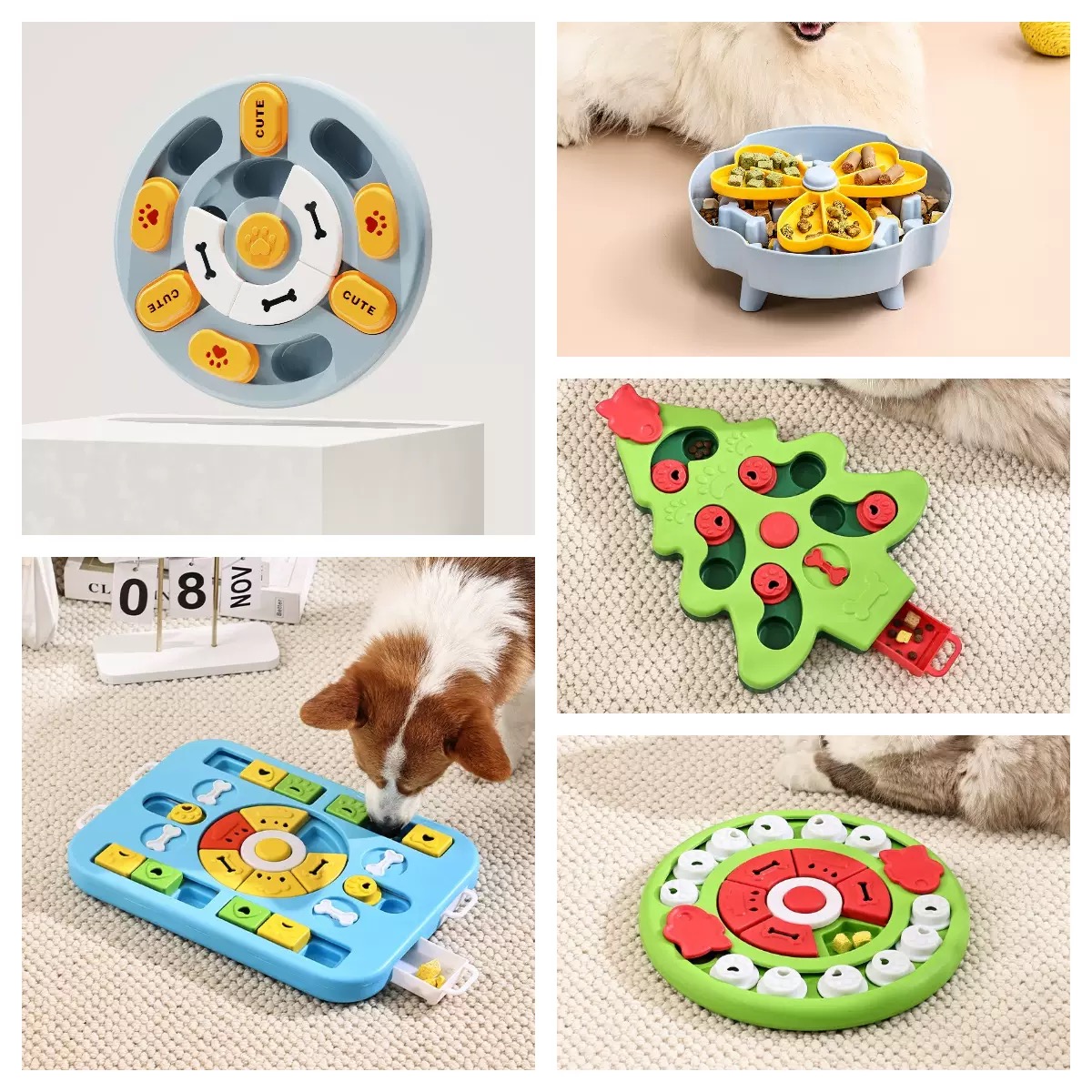 Dog Puzzle Toy Feeding Device Anti-choking Training Bowl Slow Eating Bowl