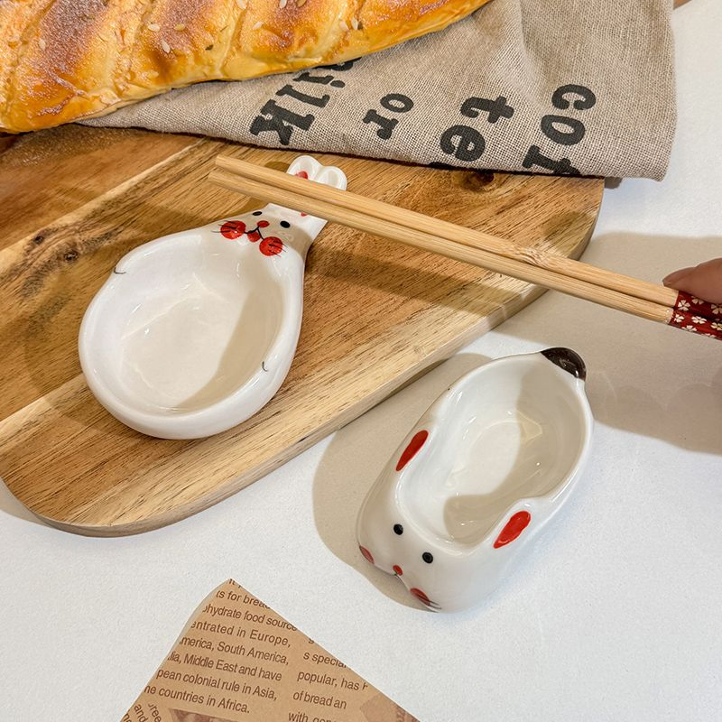 Playful Hopping Bunny Dipping Dish - Ceramic Sauce Bowl with Underglaze Garden Patterns