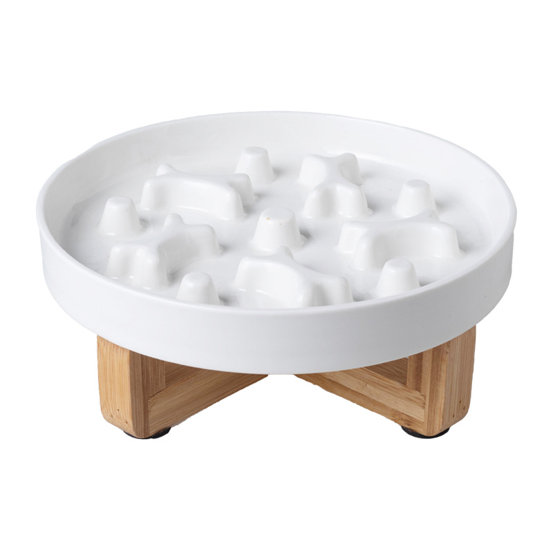Ceramic Slow Feed Cat Bowl Anti-Choking Pet Dish With Fish Bone Pattern Slow Feeder Dog Bowl Ceramic Healthy Eating Dish