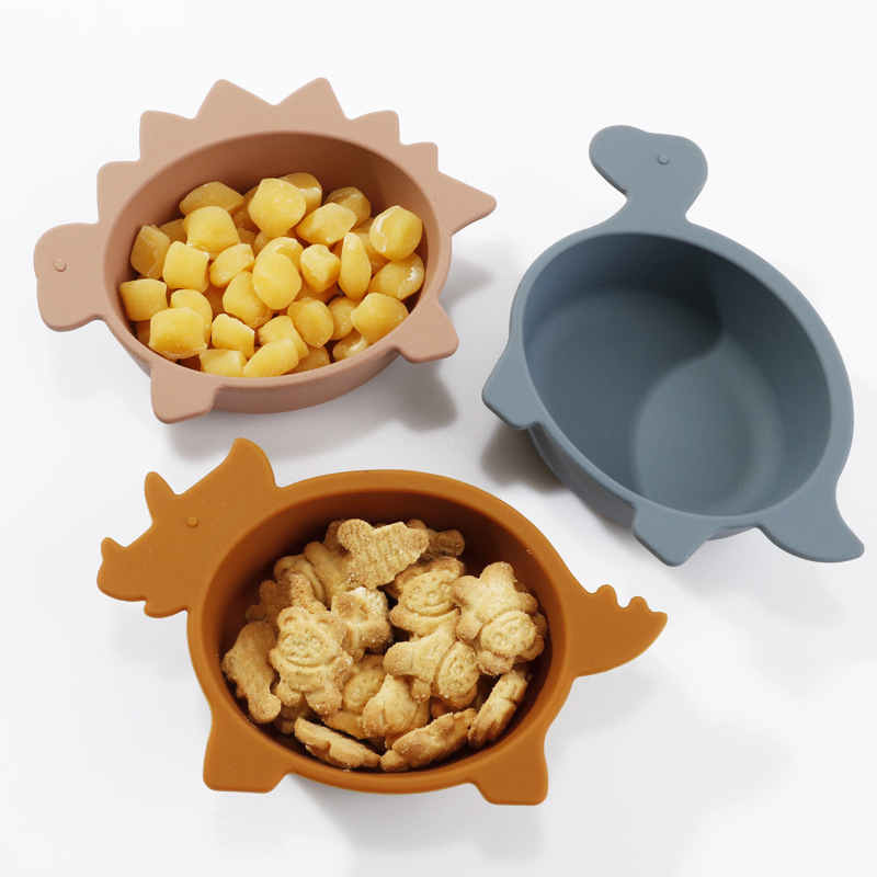 Dino Design Triceratops Food Grade Kids Toddlers Silicone Baby Feeding Plate Dish