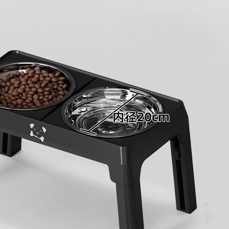 Height Adjustable Pet Double Slow Feeder Adjustable Elevated Stainless Steel Dog Elevated Bowl for Cats Dogs Food With Stand