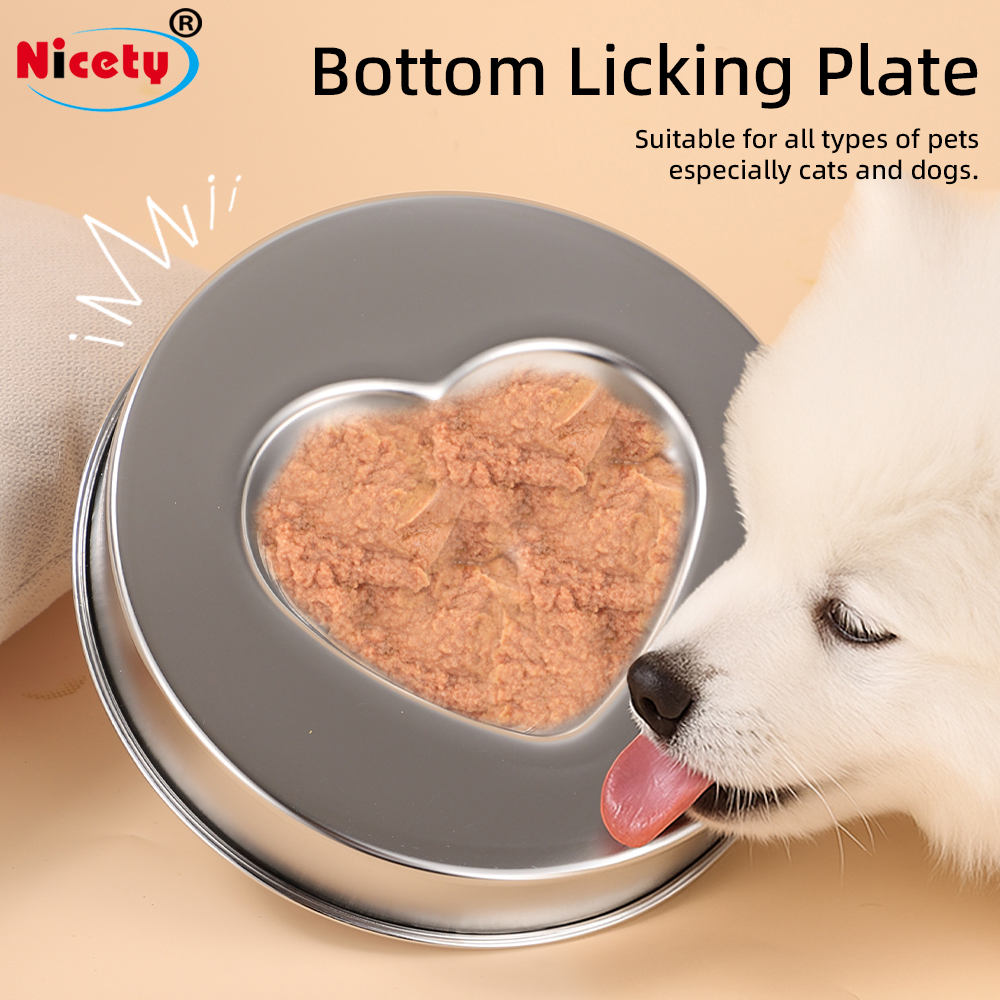 Eco-friendly 985ml Stainless Steel Silver 22cm Dog Bowl Love Style Slow Feeder Durable &amp; Chew-proof Food and Water Dishes