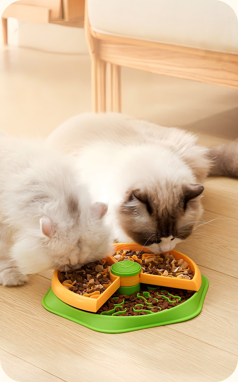 Cat Dog Rotatable Slow Feeder Puzzle Bowl Durable ABS Plastic Interactive Treat Dispenser for Mental Stimulation
