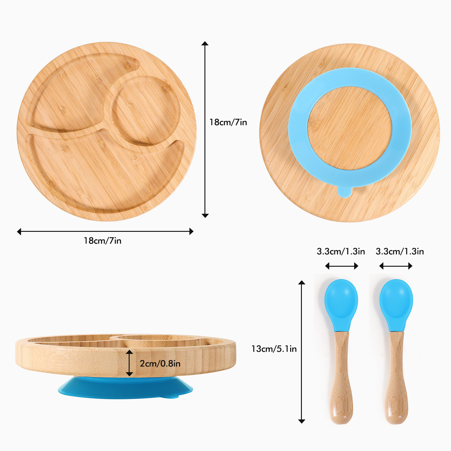 Organic Bamboo Plate with Suction Details