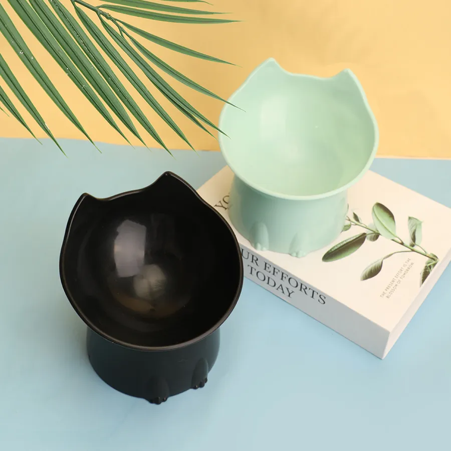 Whisker Cat Feeder Bowl Elevated Pet Feeding Dish Tilted Edge Cat Feeder Pet Neck Protection Pets Feeder Cat Bowl Pets Product Pet Goods Pet Ware Feeder Bowl