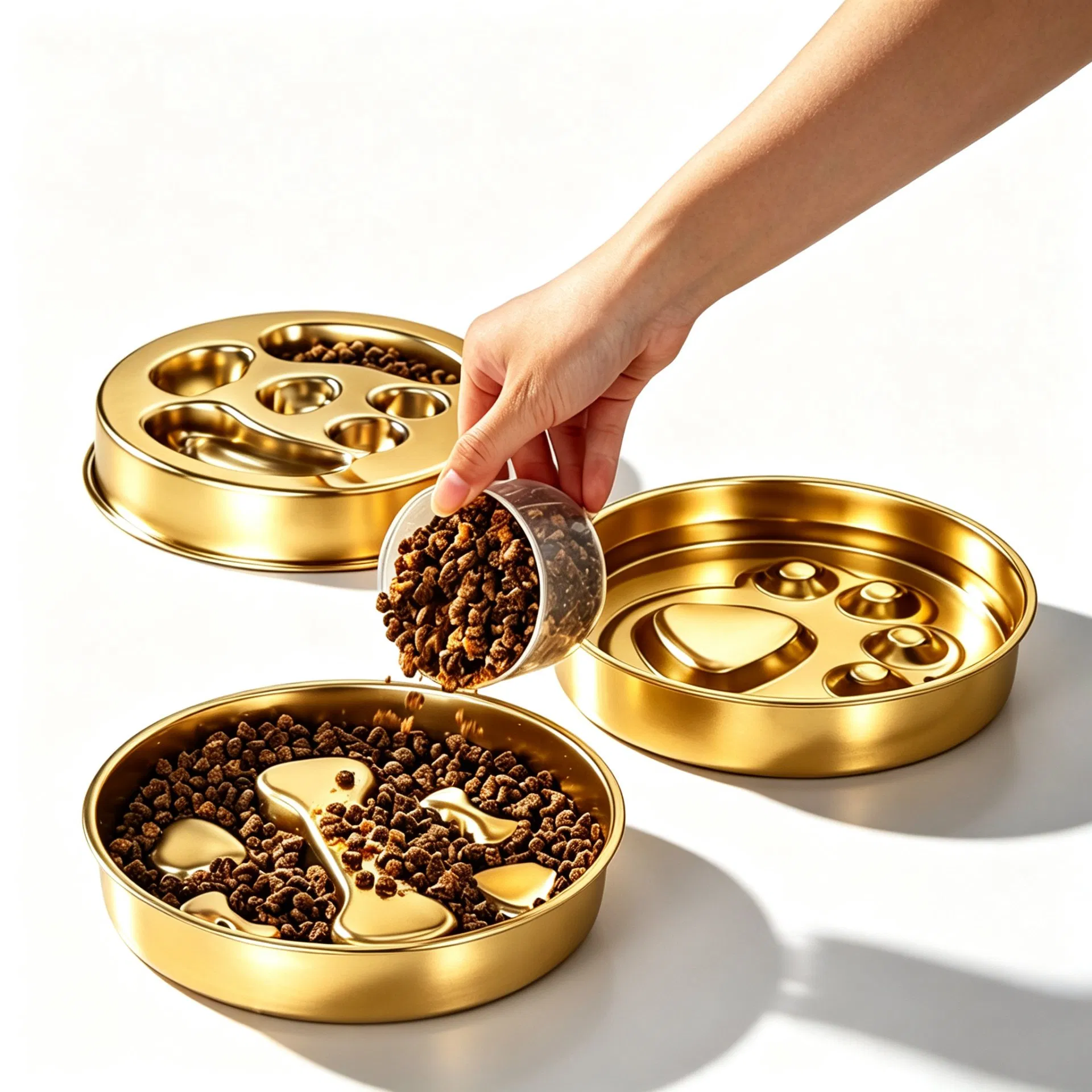 Factory Direct Stainless Steel Pet Slow Eating Bowl Double Layer Deep Anti-Choking Non-Slip Base Durable Pet Feeding Bowl for Dogs Cats