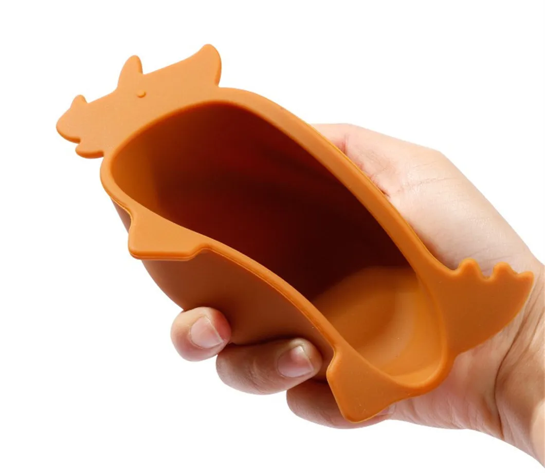 Dino Design Triceratops Food Grade Kids Toddlers Silicone Baby Feeding Plate Dish