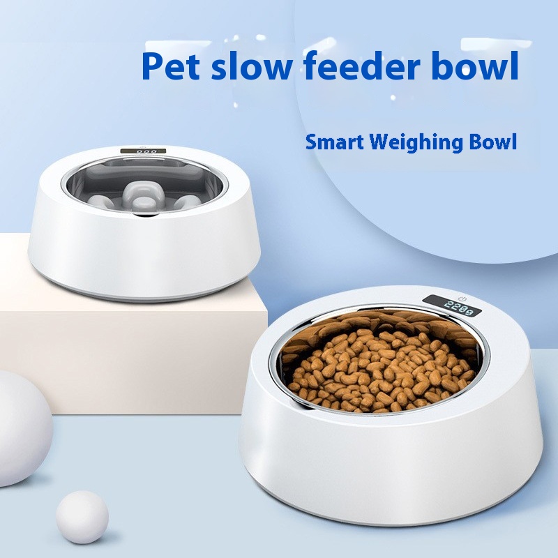 Intelligent Pet Feeder Dog Bowl Anti-Choking Slow Food Bowl Anti-Overturning Cat Food Basin Charge Cross-Border Hair Resistant