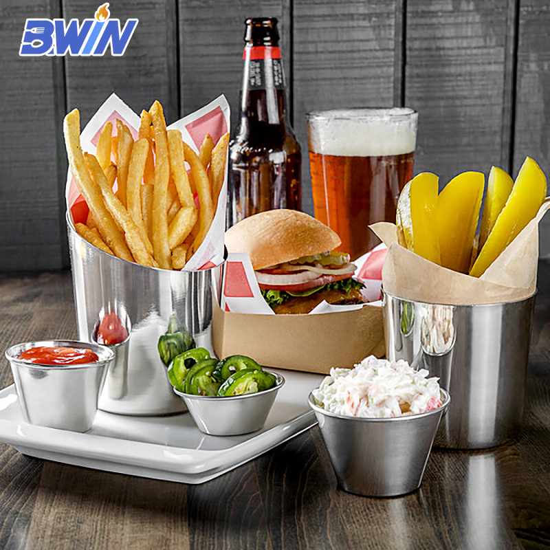 Reusable Stackable Metal Portion Containers Small Ramekin Round Dipping Bowls Stainless Steel Condiment Sauce Cups