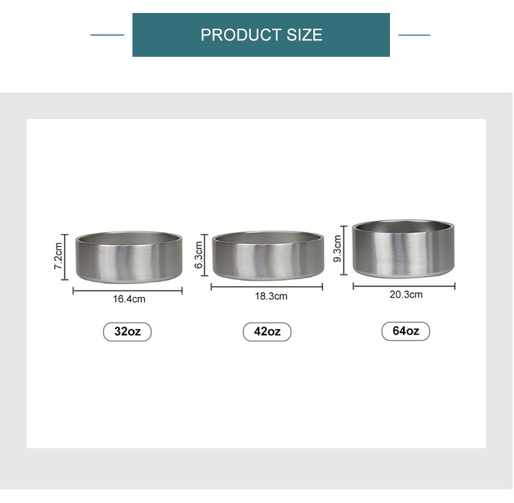 Wholesale Custom Logo 64oz Dog Bowl Stainless Steel Vacuum Insulated Pet Bowl 18oz/32oz/42oz/64oz/100oz Pet Food Feeder Bowl