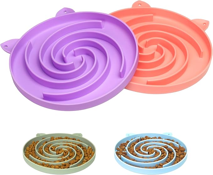 Maze Dog&amp;Cat Bowl Slow Feeder - Cute Silicone Puzzle Pet Feeder , Interactive Treat Dispenser, Non-Slip Easy to Clean Supplies