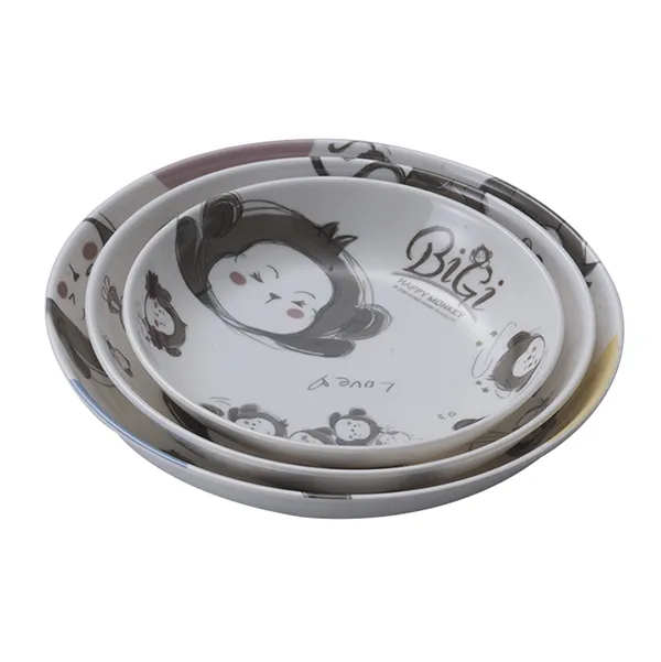 Cartoon Pattern Kids Serving Melamine Round Deep 8.5 Inch Dinner Breakfast Snack Cereal Serving Dish