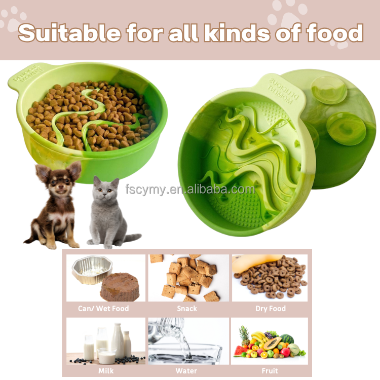 Food Grade Puppy Slow Feeder Silicone Cat Lick Mat Treat Bowl for Anxiety Relief