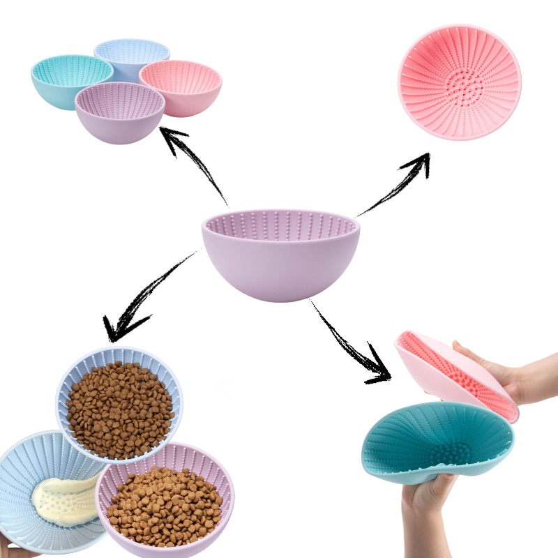 Portable Eco-Friendly Silicone Pet Slow Feeder Bowls Cat and Dog Feeders with Slow Food Licking Design