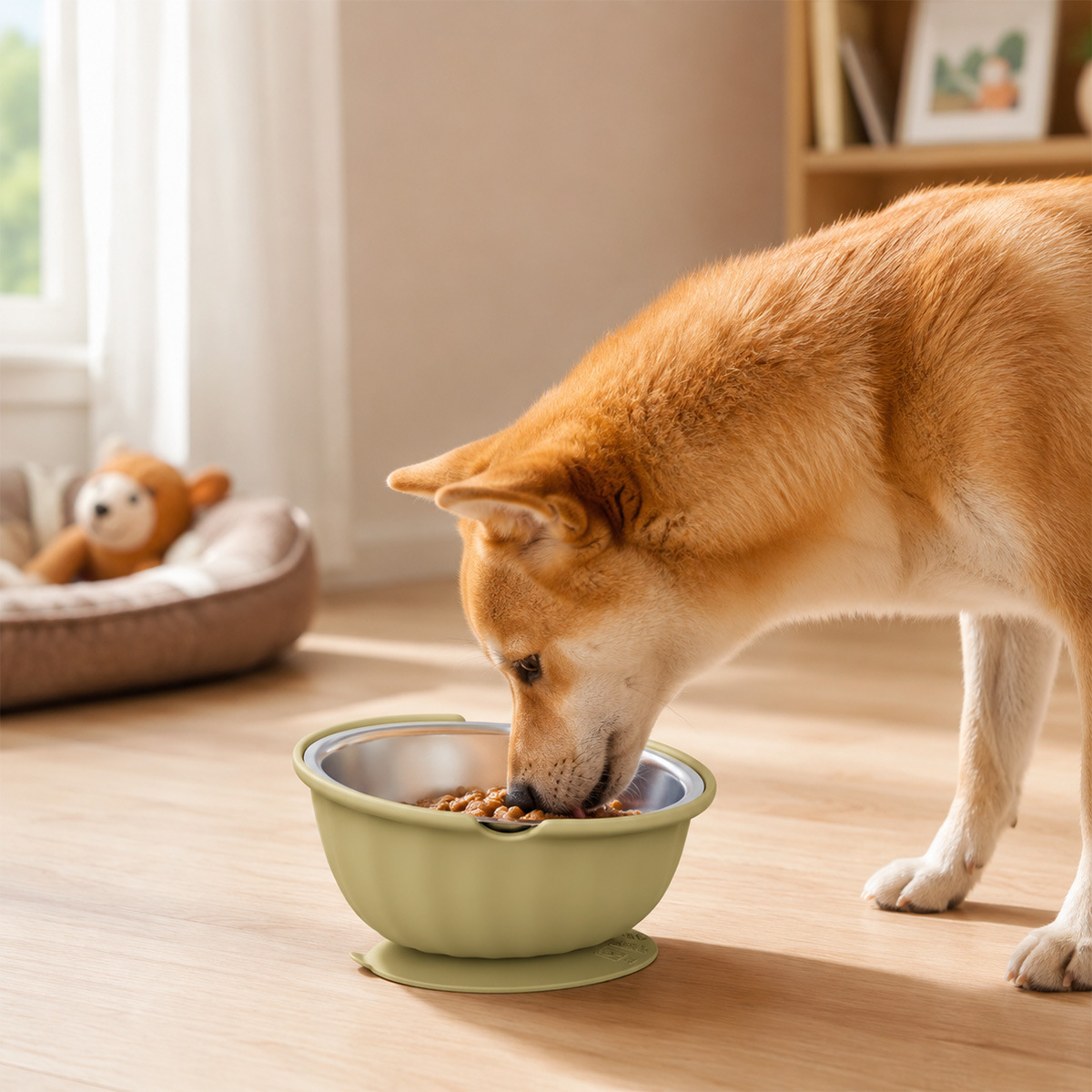 Custom Easy Carry Silicone Pet Food Bowl Puppy Slow Feeder Non Spill Stainless Steel Non Skid Dog Cat Lick Bowl