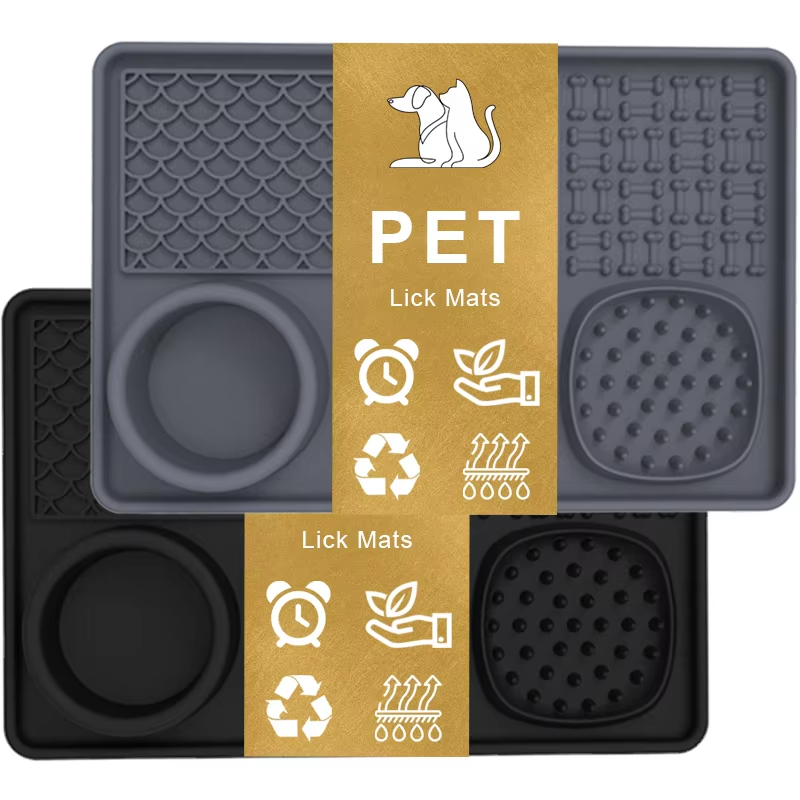 High Quality Silicone Lick Mat With Suction Cups For Dogs And Cats Food Grade 2 Pack Slow Feeder Mat Pet Dog Licking Pad Bowl