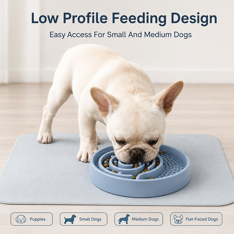 Wet Food Lick Mat Slow Feeder Dog Bowl Silicone Dual Zone Feeding Bowl For Dogs Kibble Wet Food Easy Clean Daily Use Pet Bowl