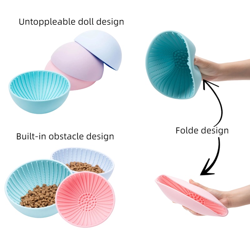 Eco-Friendly Food-Grade Silicone Pet Bowl Portable Slow Food Feeders for Cats and Dogs Designed for Licking