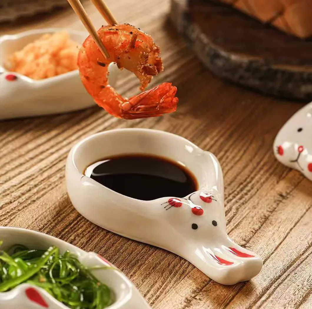 Playful Hopping Bunny Dipping Dish - Ceramic Sauce Bowl with Underglaze Garden Patterns