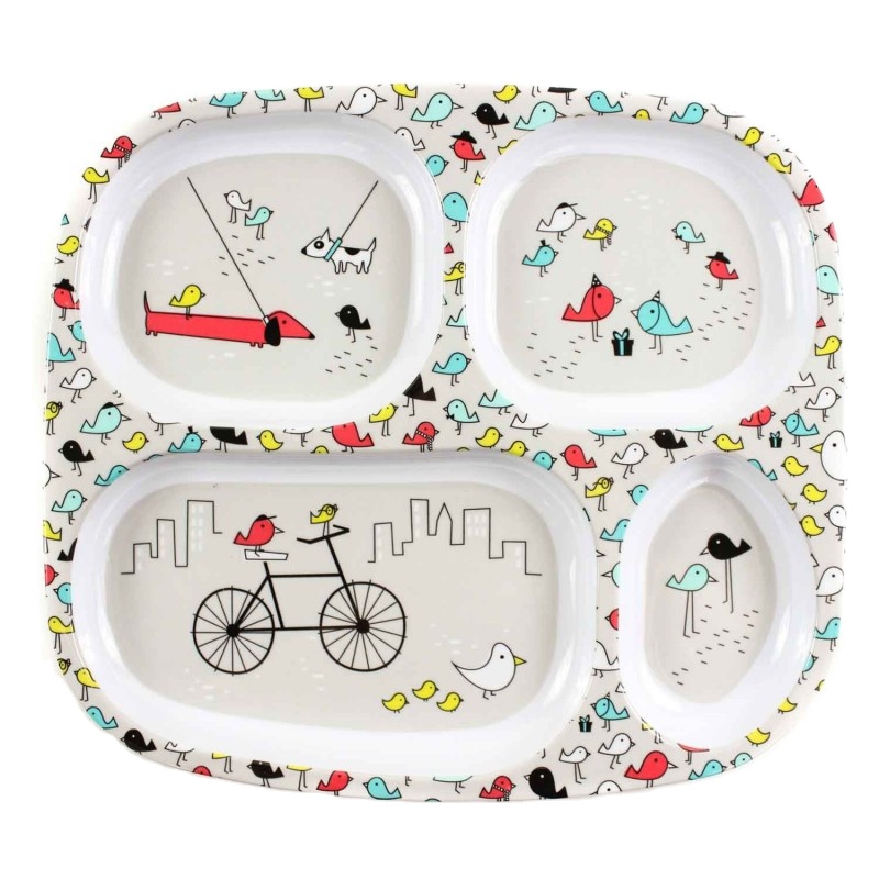 OEY Compartments Divided Rectangle Plates Dish Customized Logo Polished Modern Plastic Melamine Tray Eco-Friendly BPA Free Food