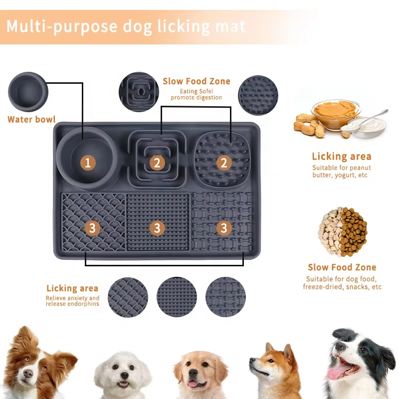 High Quality Silicone Lick Mat With Suction Cups For Dogs And Cats Food Grade 2 Pack Slow Feeder Mat Pet Dog Licking Pad Bowl