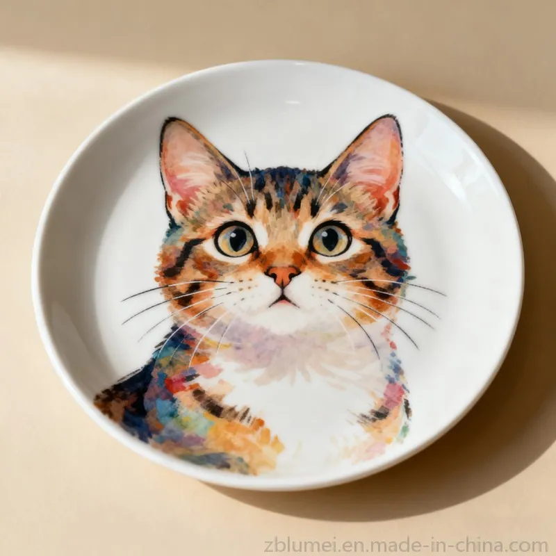Ceramic Porcelain Stoneware Pet Dog Puppy Cat Kitten Feeding Food Water Wide Bowl Dish