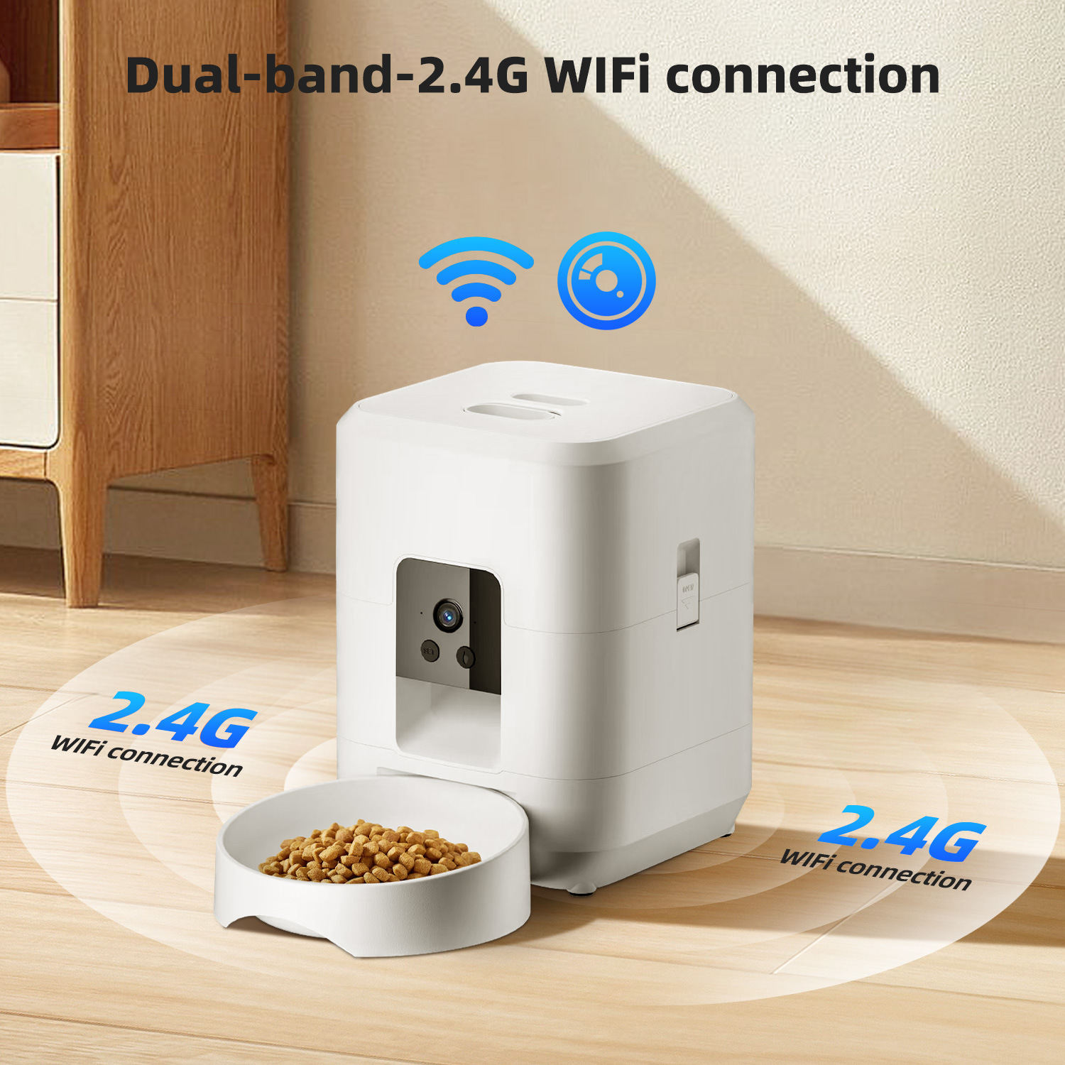OEM/ODM Dog Feeder 2L Smart Compact Square Plastic Leak Proof Slow Feeding Charge Remote Video Timed &amp; Portioned LCD Display