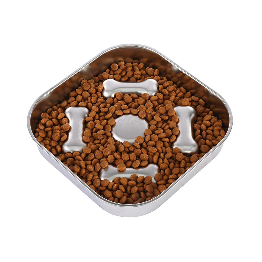 Modern Eco-Friendly Stainless Steel Pet Bowl 500ml Capacity Water Bowl Portable Slow Feeding