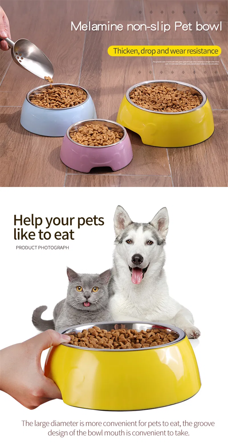 Wholesale Custom Stainless Steel Melamine Pet No Spill Dog Cat Food Bowl Slow Eating