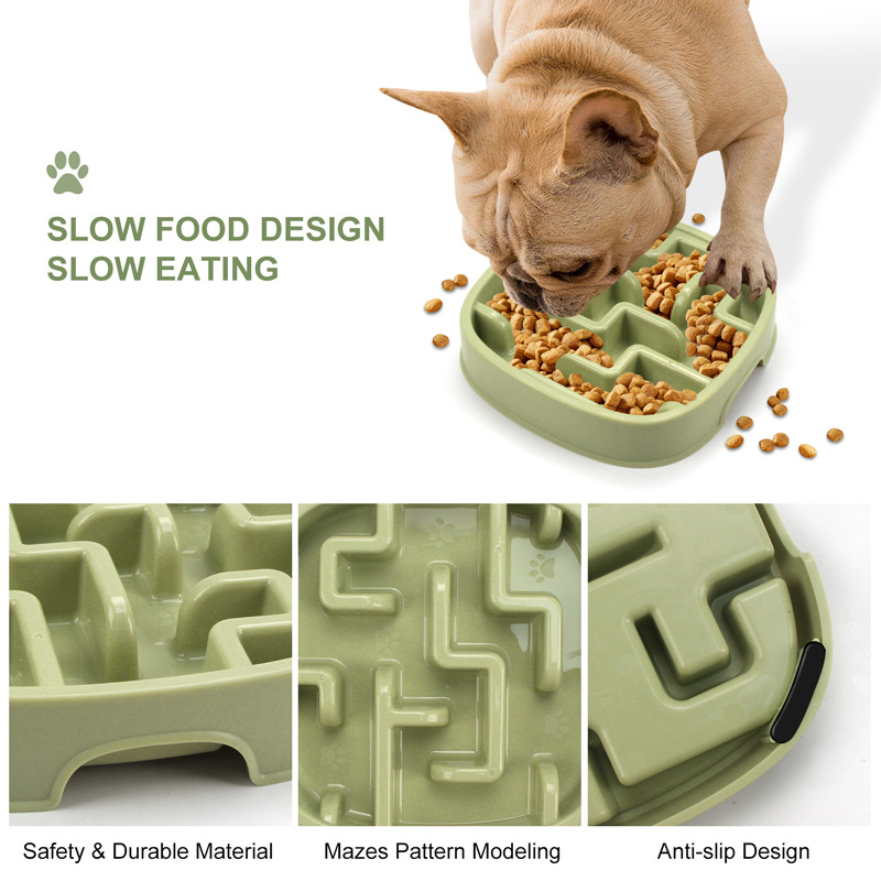Rectangular Pet Slow Eating Bowl Food Grade Silicone Maze Feeder Portion Control Dish for Dogs Cats Feeding Dish Set