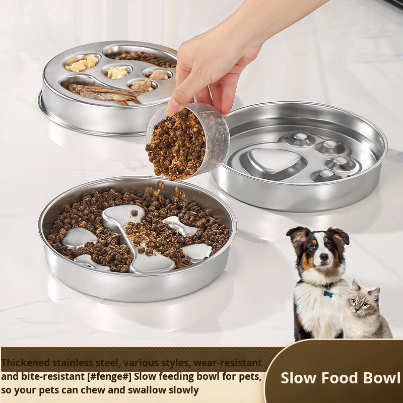 Large-Capacity Modern Stainless Steel Solid Pet Food Bowl Eco-Friendly Anti-Spill Slow-Feeding Waterproof Non-Slip Design for
