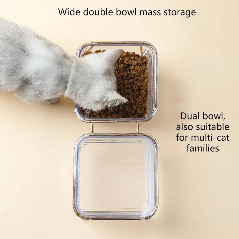 Removable 15 Tilted Elevated Pet Cat Dog Food and Water Bowls Set with Iron Stand