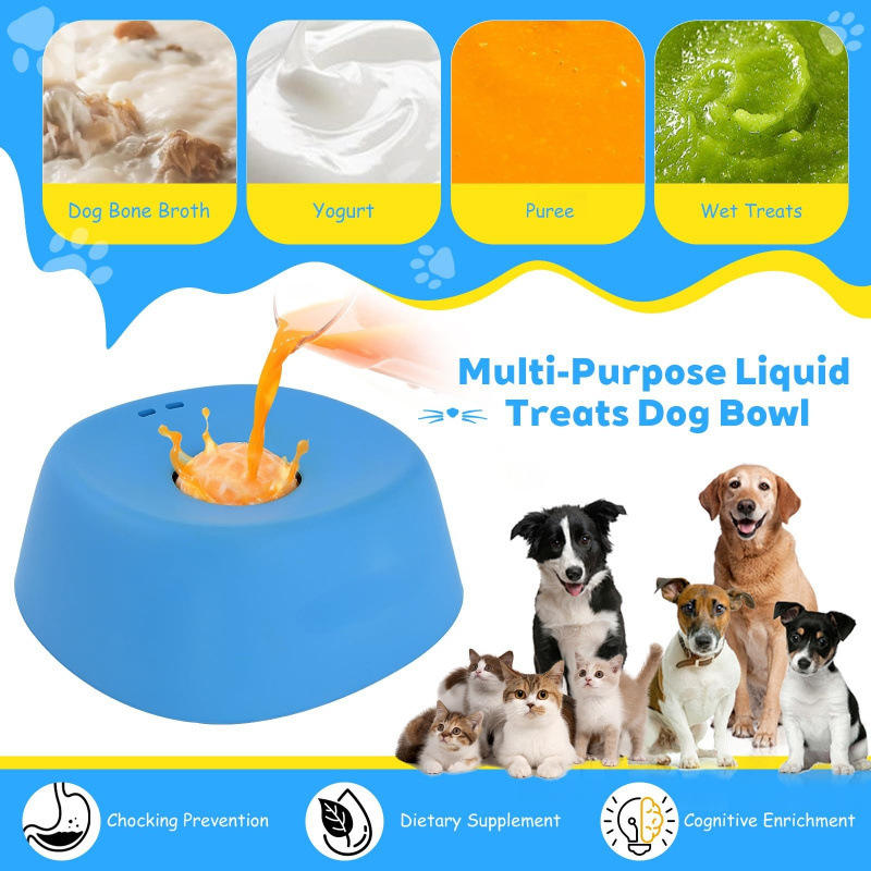 Dropshipping Portable Eco-Friendly Non-Slip Dog Lick Bowl Plastic Built-In Ball Slow Feeding Liquid Treat Slow Feeding Pet Bowl