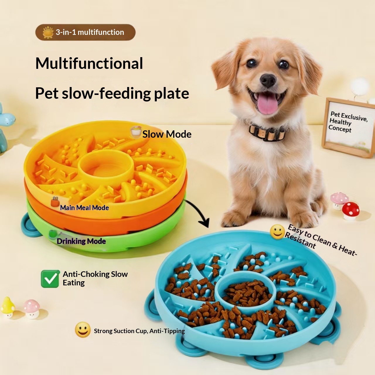 Multi-function Anti-Choking Puzzle Slow Feeding Bowl for Cats and Dogs