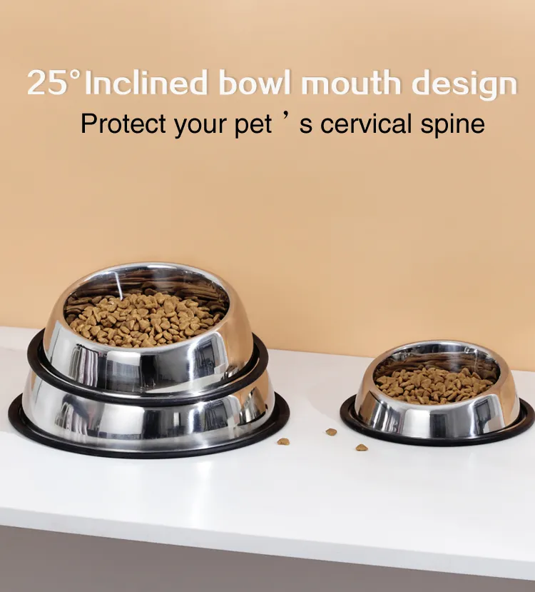 Wholesale Ergonomic Slanted Design Stainless Steel Pet Dog Bowl Food Grade Tilted Pet Feeding Bowls for Bulk Supply