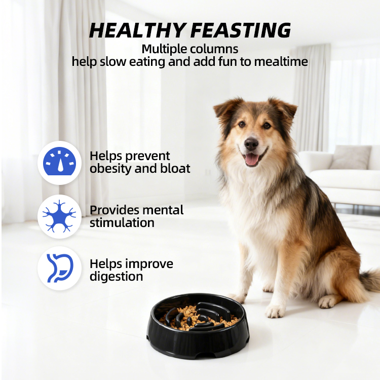 Portable 500ML 1000ML 1600ML Dog &amp; Cat Slow Food Feeder Bowl Choke-proof Non-slip Eco-Friendly Plastic Easy Clean Pet Supplies