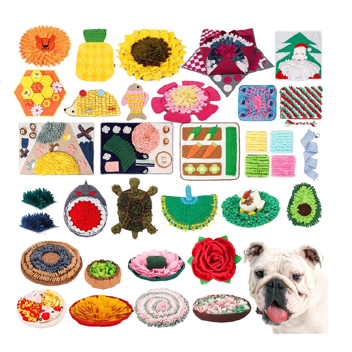 Hot Selling Interactive Slow Feeding Pet Dog Snuffle Carpet Cartoon Print Pattern Sniffing Mat Made Of Polar Fleece Felt Cloth