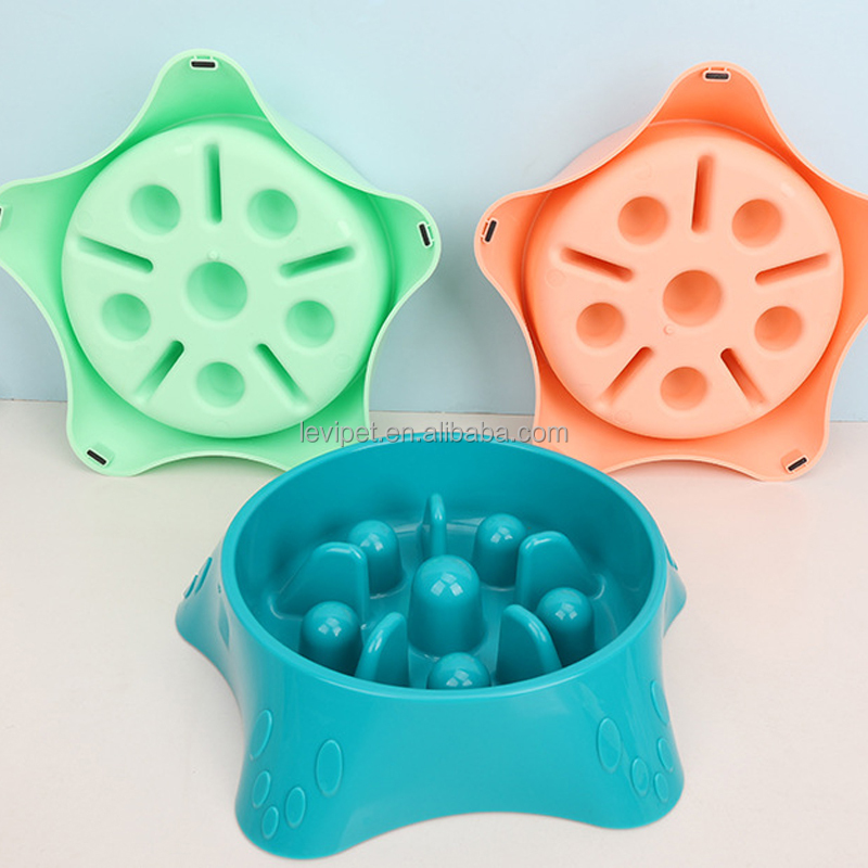Slow Feeder Dog Bowl Anti-Slip Choking Slow Feeding Puzzle Bowl With Interactive Bone Shape Food Design Polypropylene Materia